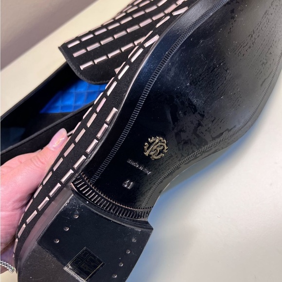 ROBERTO CAVALLI Elegant Black Leather Slip-On Loafers with Cushioned Insole - Picture 8 of 13